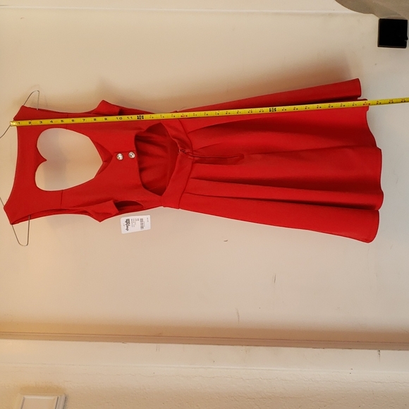 Charlotte Russe Short Red Dress with Heart Cutout - Picture 7 of 9